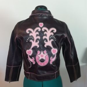 Girls Faux Leather Jacket and Cowgirl Boots